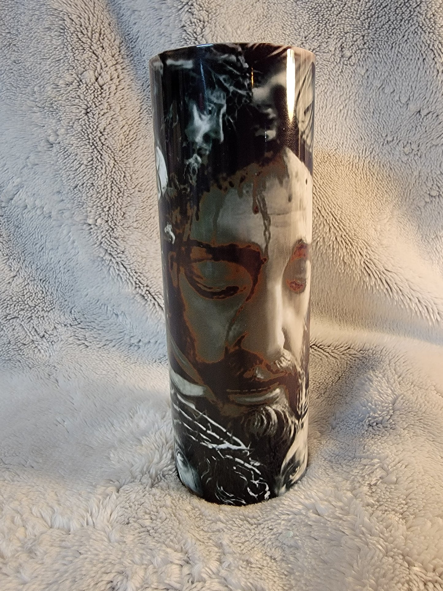 The sacrafice of Jesus 20oz sublimination skinny tumbler.