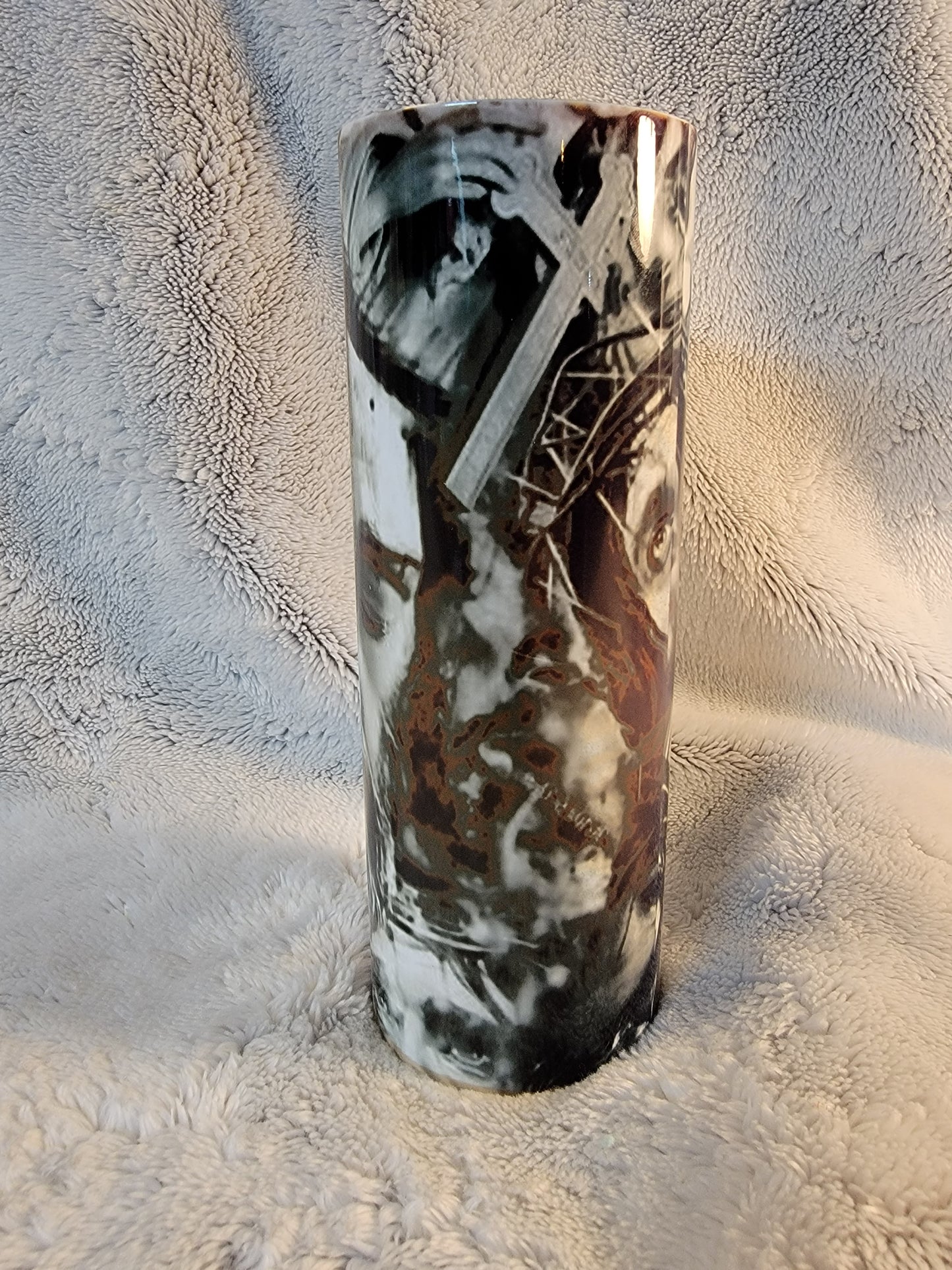 The sacrafice of Jesus 20oz sublimination skinny tumbler.