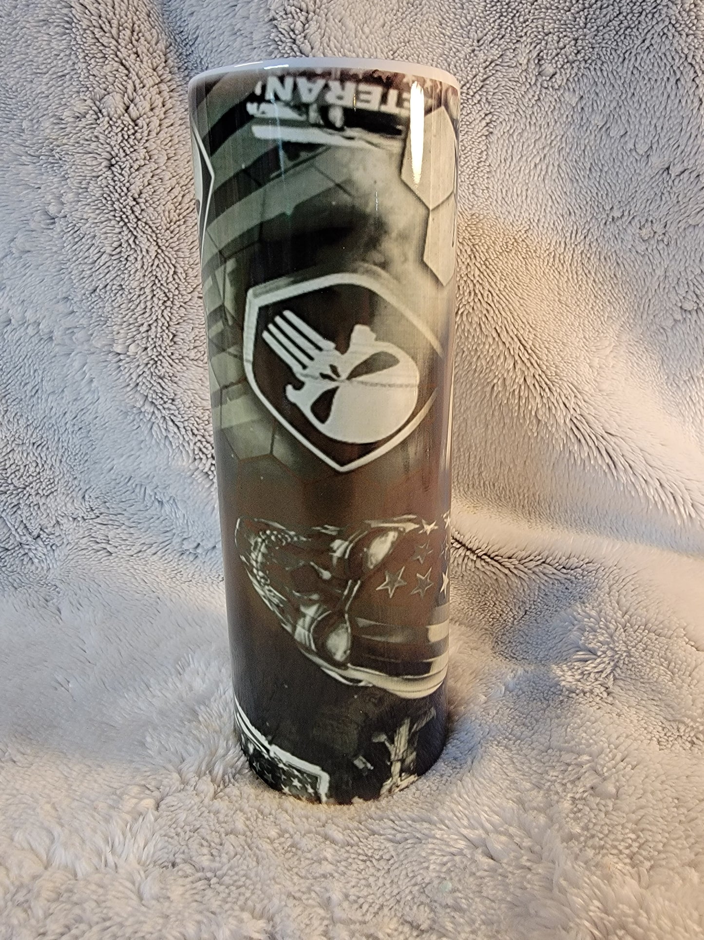 Veteran 20oz sublimination skinny tumbler.
