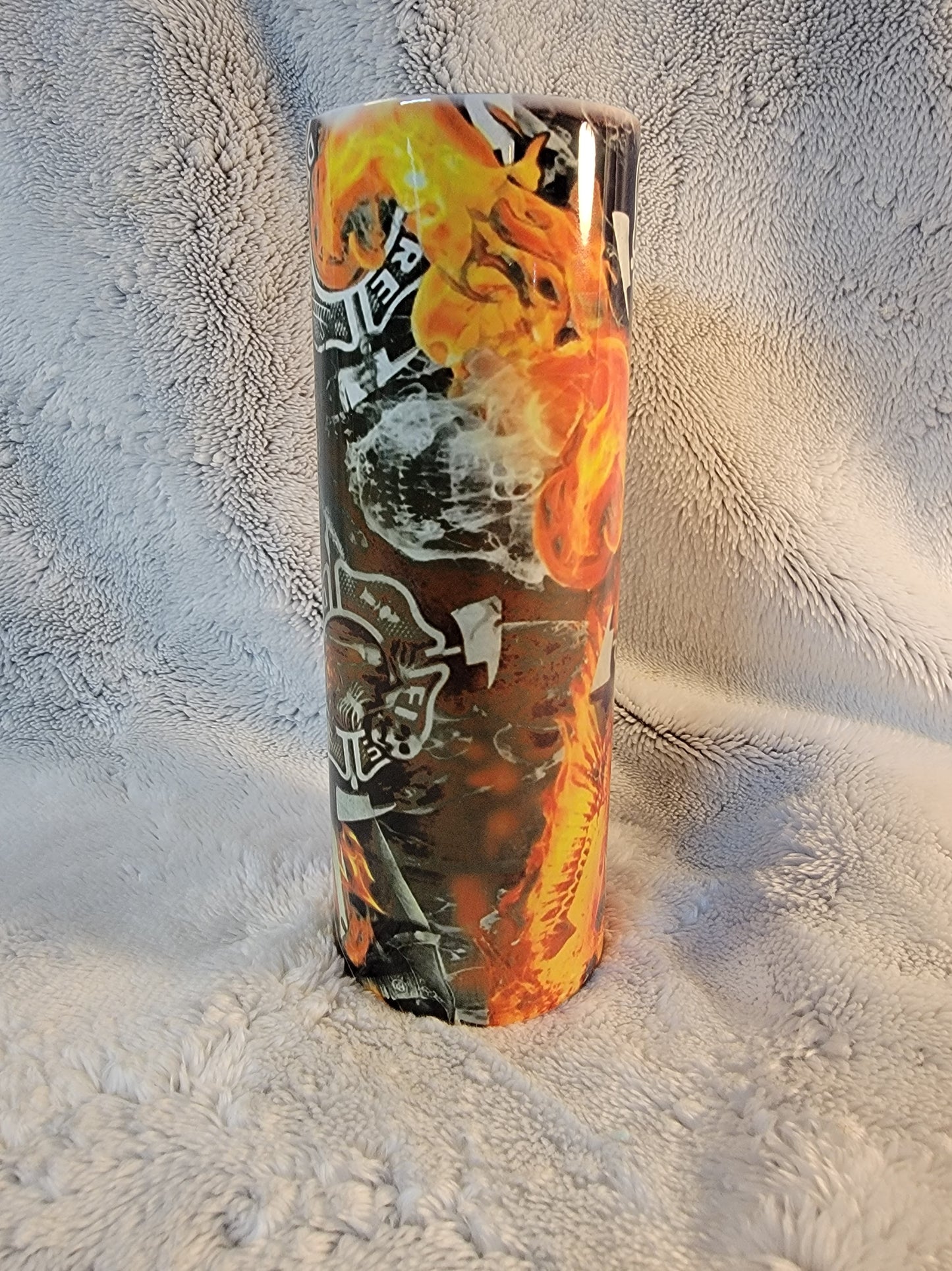 Thin Red Line Firefighter 20oz sublimination skinny tumbler.