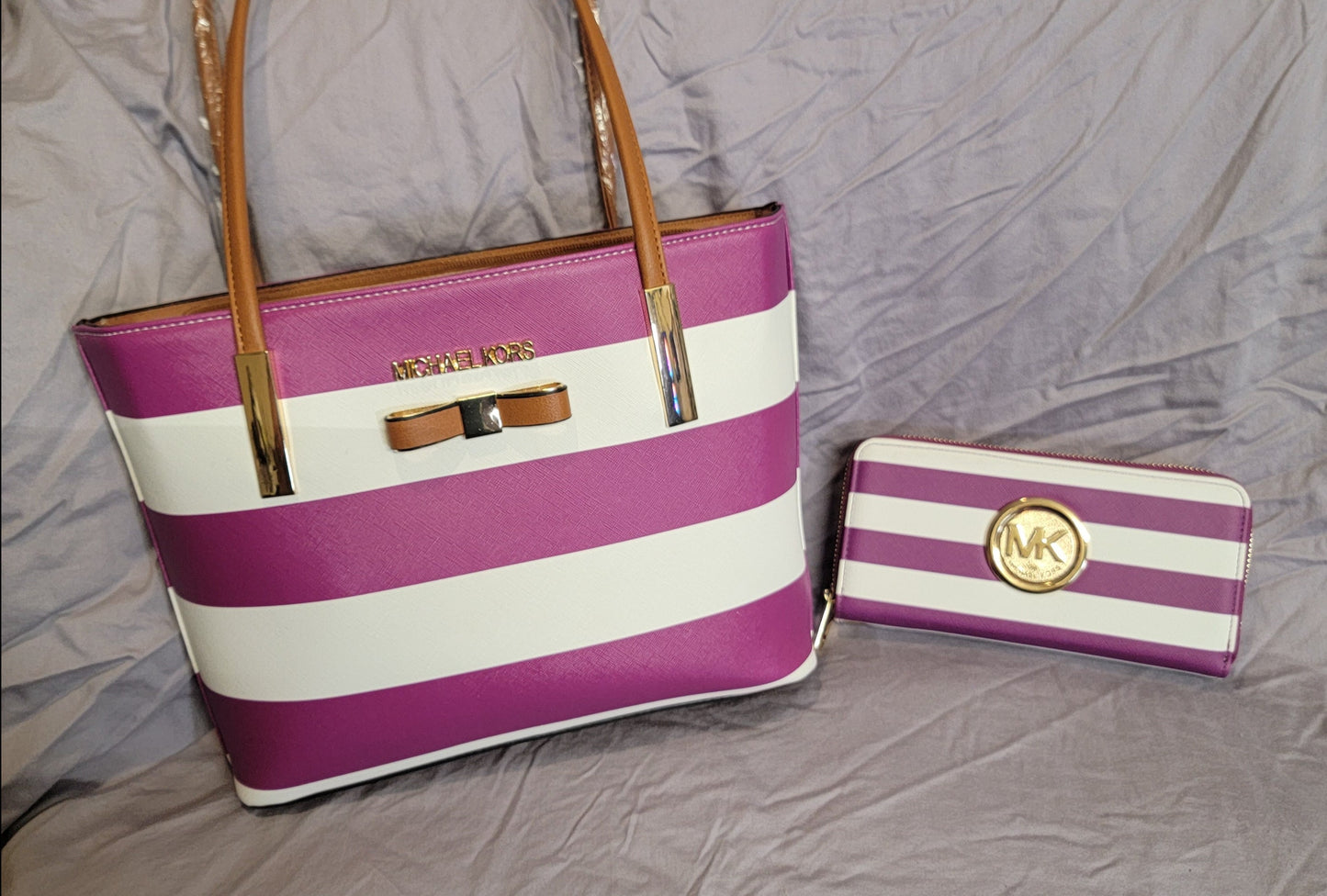 Pink & White MK Purse W/Wallet