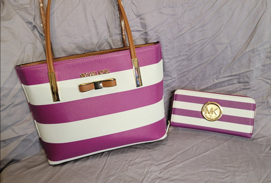 Pink & White MK Purse W/Wallet
