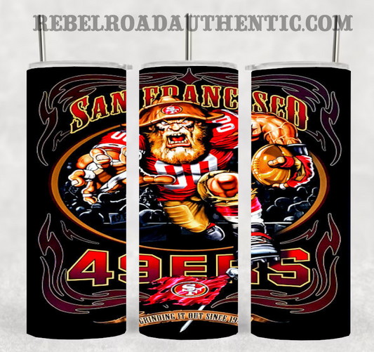 San Francisco 49ers 20oz sublimination skinny tumbler Customizable Options Available.