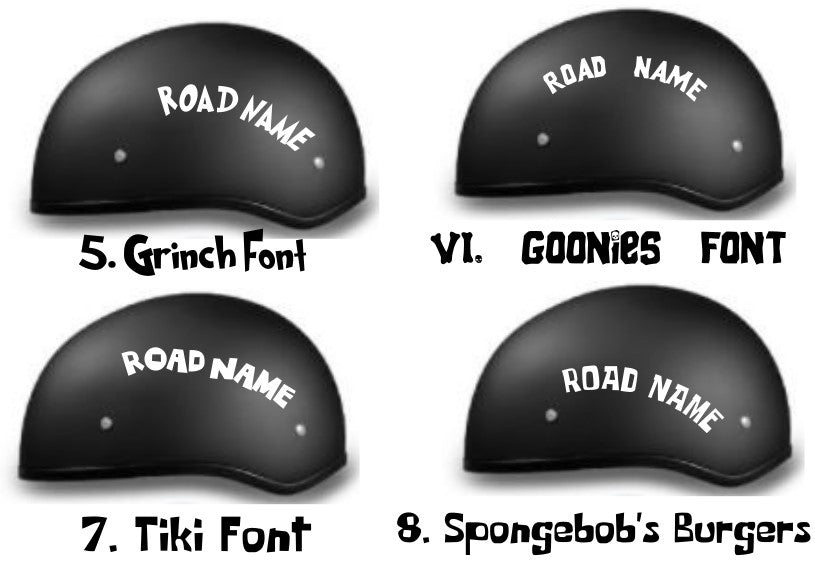 Road Name Motorcycle Helmet Decals