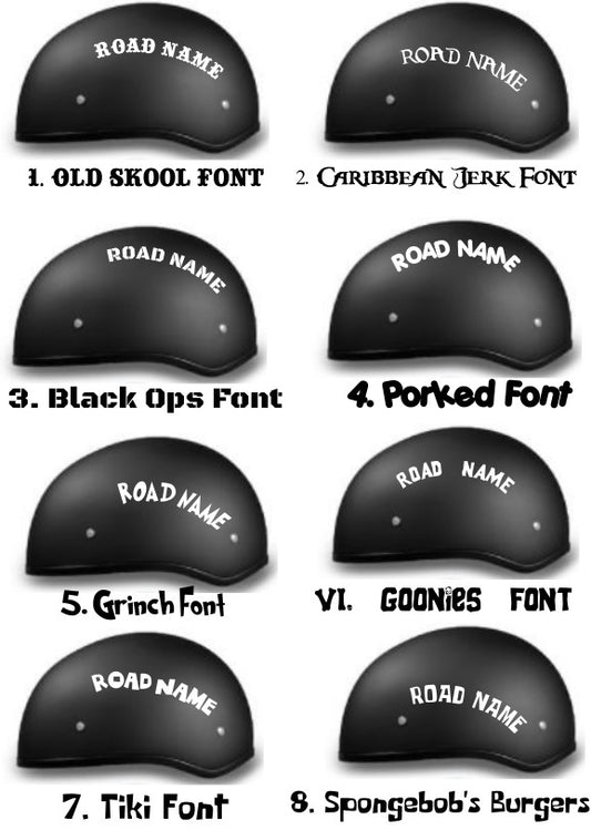Road Name Motorcycle Helmet Decals