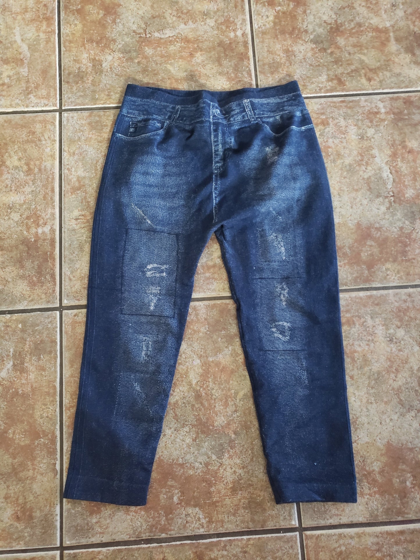 Blue Jean (Capri) Print Luxuriously Soft Leggings for Women (Size-One Size)