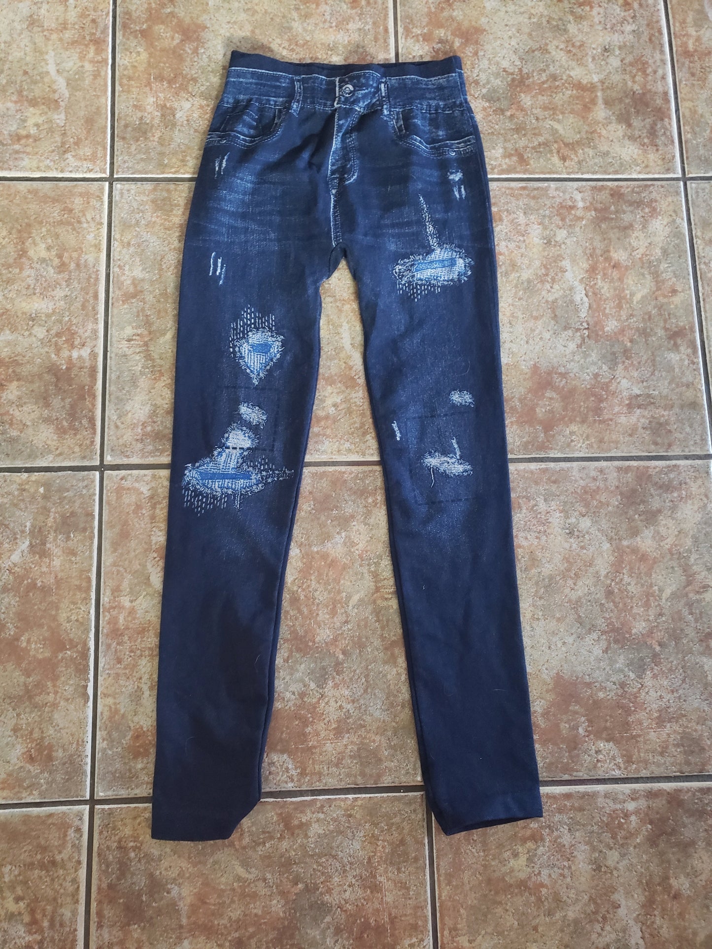 Trendy Trip Blue Jean Print Luxuriously Soft Leggings for Women (Size-One Size)