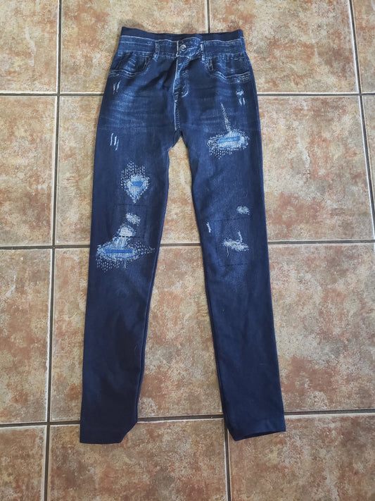 Trendy Trip Blue Jean Print Luxuriously Soft Leggings for Women (Size-One Size)