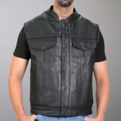 'Flannel' Motorcycle Club Style Conceal And Carry Leather Biker Vest