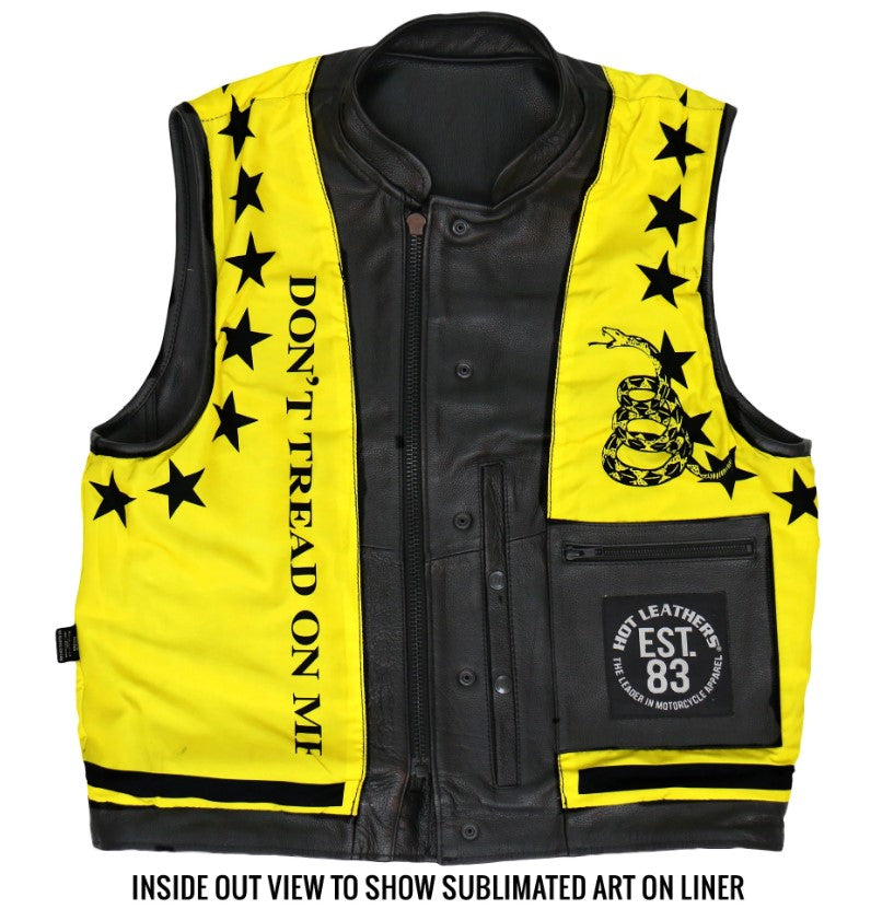 'Don't Tread On Me' Motorcycle Club Style Conceal And Carry Leather Biker Vest