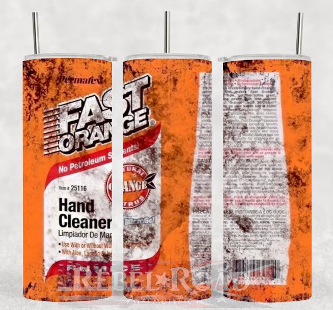 Fast Orange 20oz sublimination skinny tumbler Customizable Options Available.