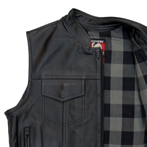 'Flannel' Motorcycle Club Style Conceal And Carry Leather Biker Vest