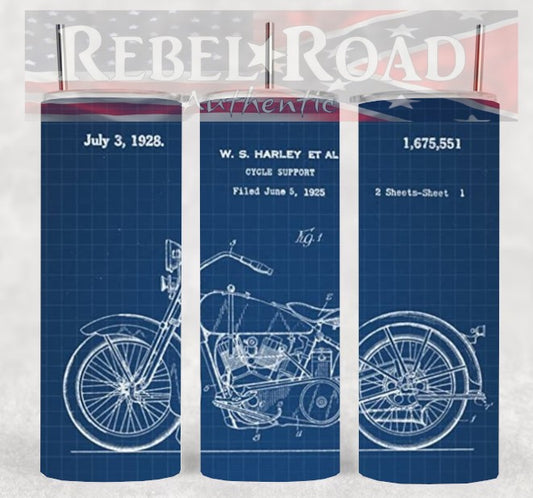 H-D Blueprint 20oz sublimination skinny tumbler Customizable Options Available.