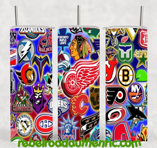 NHL Hockey Teams 20oz sublimination skinny tumbler.