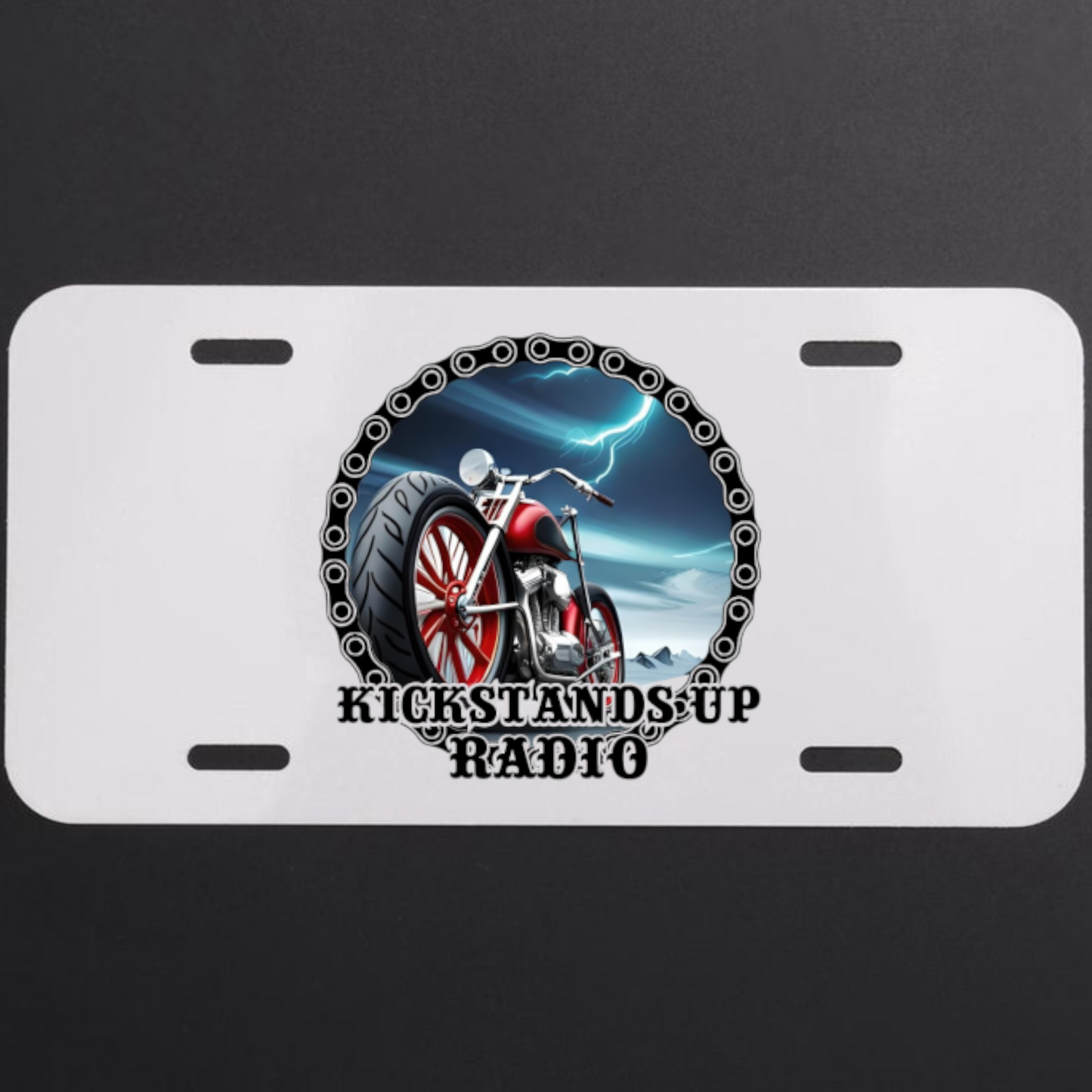 Kickstands Up Radio Vanity Plate official merchandise