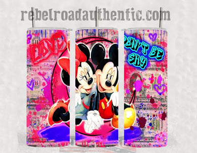Minnie and Mickey Mouse Love 20oz sublimination skinny tumbler Customizable Options Available.