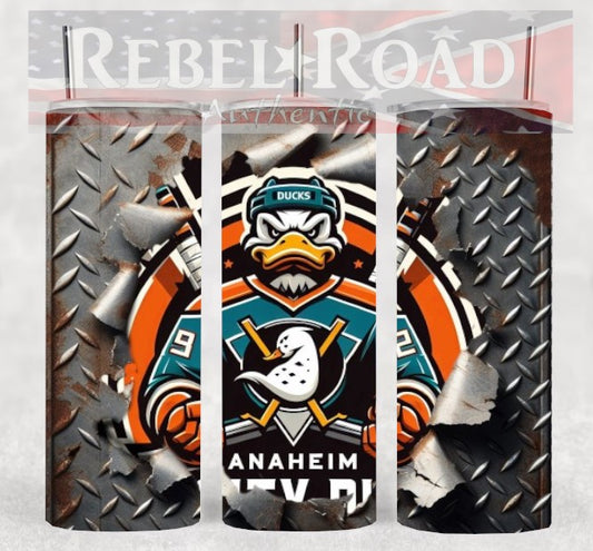 NHL Anaheim Ducks 20oz sublimination skinny tumbler Customizable Options Available.
