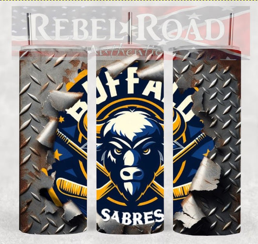 NHL Buffalo Sabres 20oz sublimination skinny tumbler Customizable Options Available.