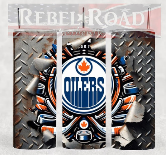 NHL Edmonton Oilers 20oz sublimination skinny tumbler Customizable Options Available.
