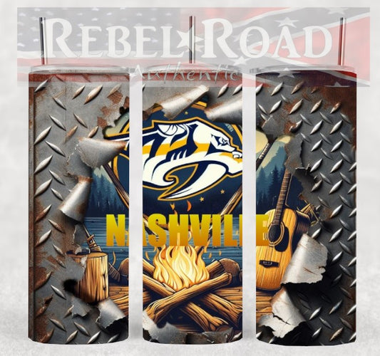 NHL Nashville Predators 20oz sublimination skinny tumbler Customizable Options Available.