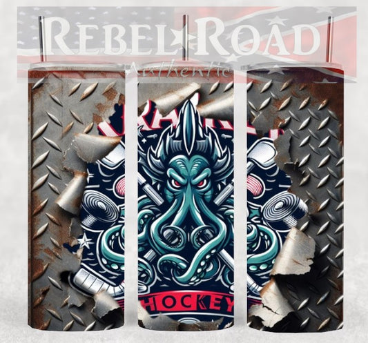 NHL Seattle Krakken 20oz sublimination skinny tumbler Customizable Options Available.