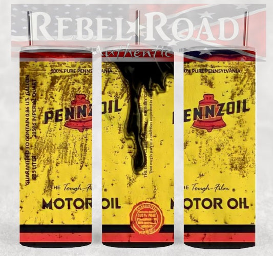 Pennzoil Oil 20oz sublimination skinny tumbler Customizable Options Available.