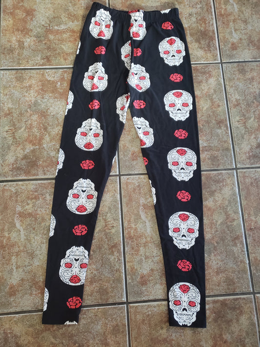 Rosey Skull Luxuriously Soft Leggings for Women (Size-One Size)