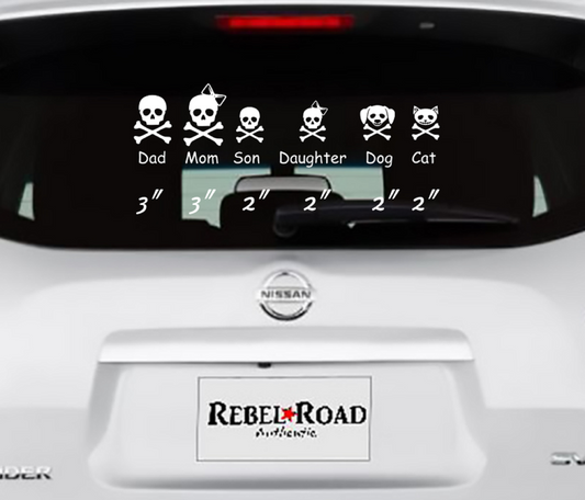Skull and Crossbones Family Characters Custom Decals
