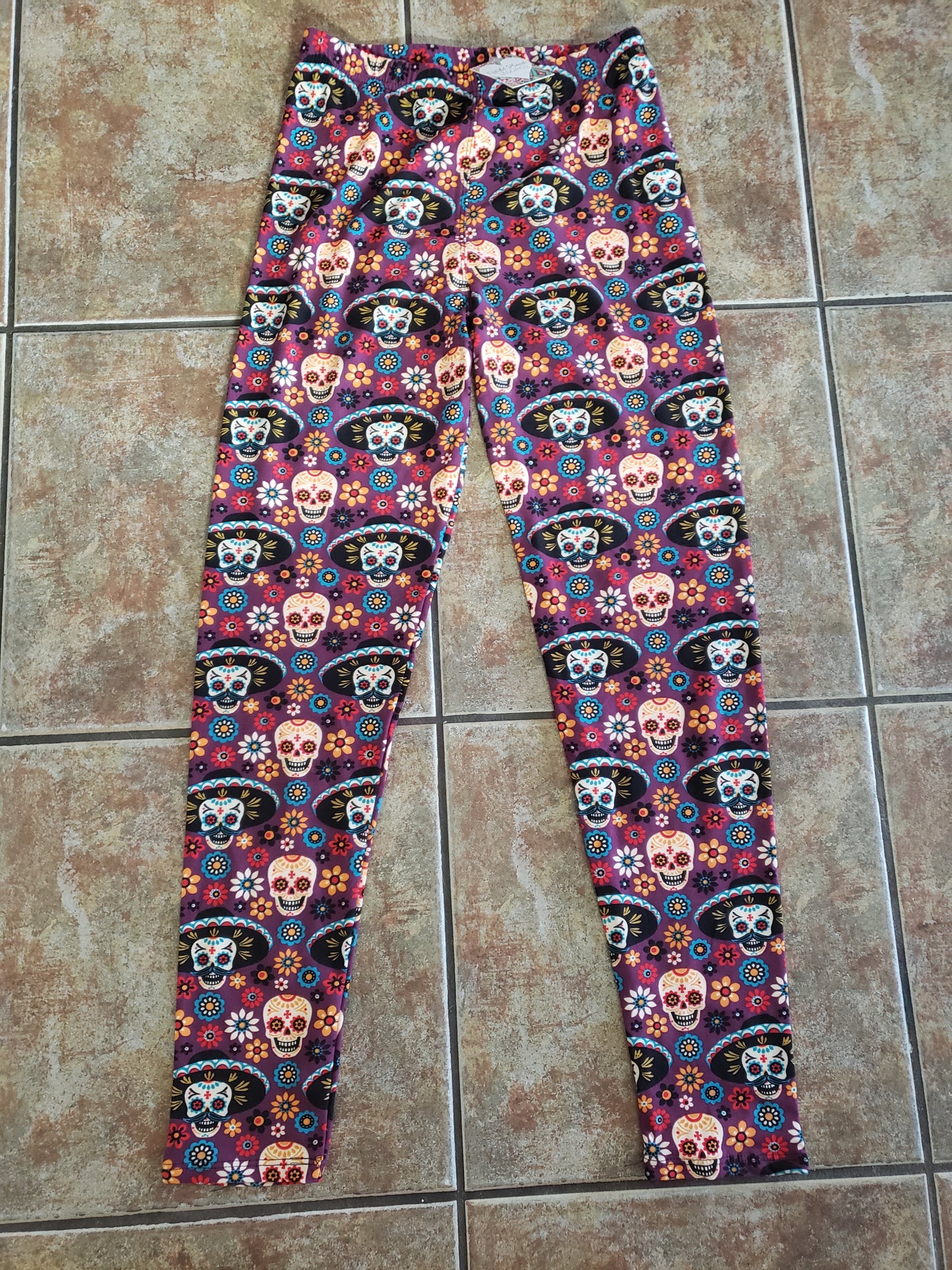 Festive Sugar Skulls Luxuriously Soft Leggings for Women (Size-One Size)