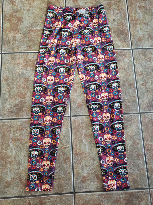 Festive Sugar Skulls Luxuriously Soft Leggings for Women (Size-One Size)