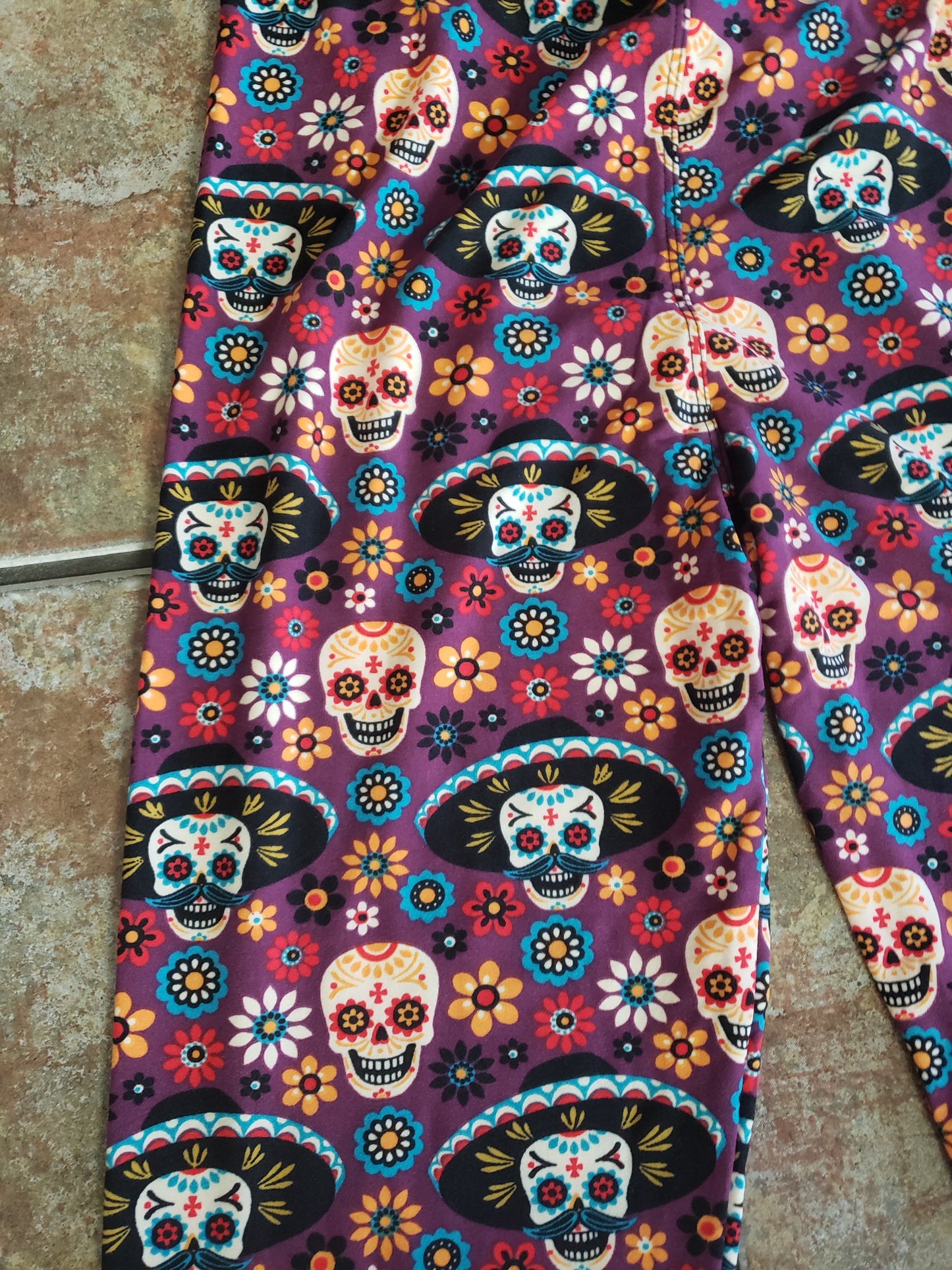 Festive Sugar Skulls Luxuriously Soft Leggings for Women (Size-One Size)
