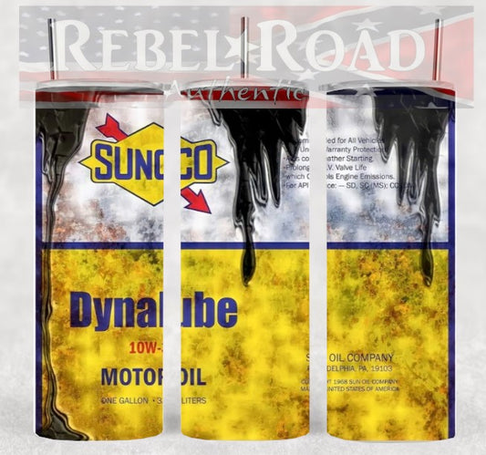 Sunoco Oil Can 20oz sublimination skinny tumbler Customizable Options Available.