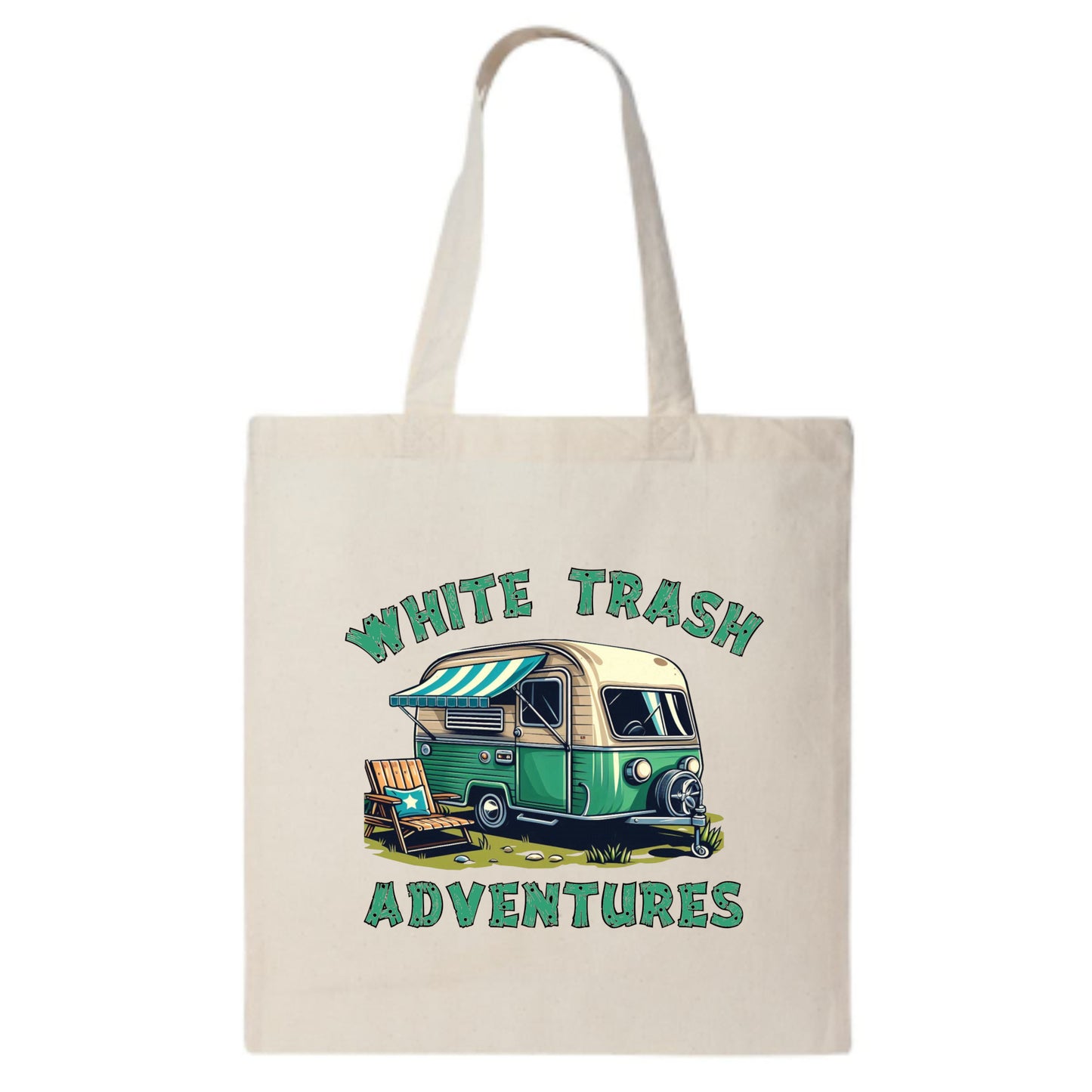 White Trash Adventures Canvas Tote Bag – Yard Sale & Flea Market Ready!