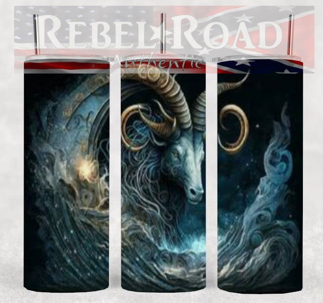 Zodiac Capricorn 20oz sublimination skinny tumbler Customizable Options Available.