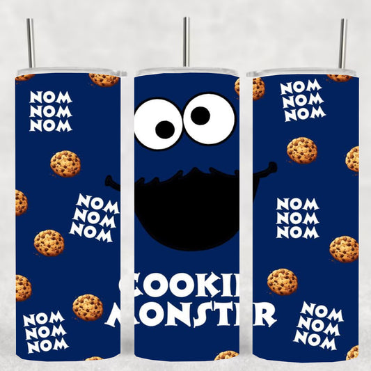 Nom Nom Cookie Monster 20 oz Skinny Tumbler – Insulated Stainless Steel Cup for Hot & Cold Drinks