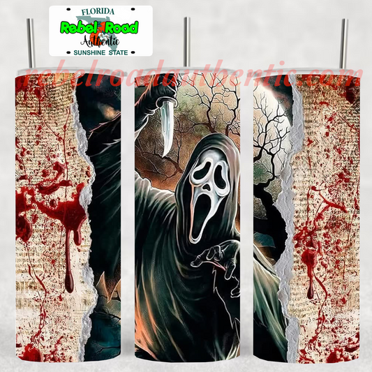 Ghost Face News 20oz sublimination skinny tumbler Customizable Options Available.