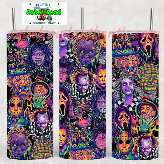 Horror multi Collage 20oz sublimination skinny tumbler Customizable Options Available.