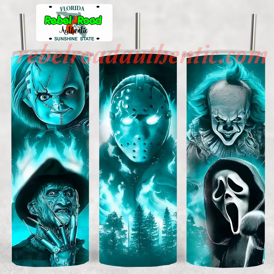 Horror Movie Lover 20oz sublimination skinny tumbler Customizable Options Available.