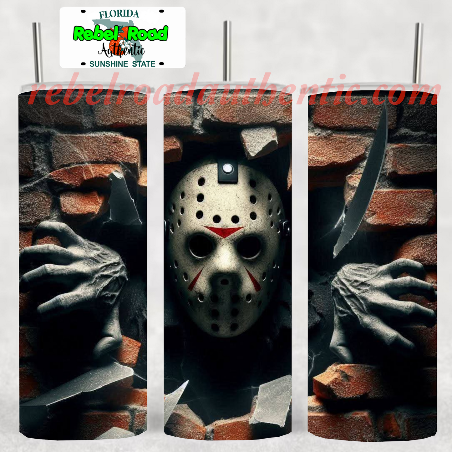 Jason Brick Wall v2 20oz sublimination skinny tumbler Customizable Options Available.