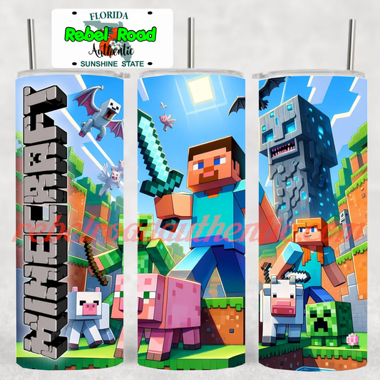 Minecraft V2 20oz sublimination skinny tumbler Customizable Options Available.