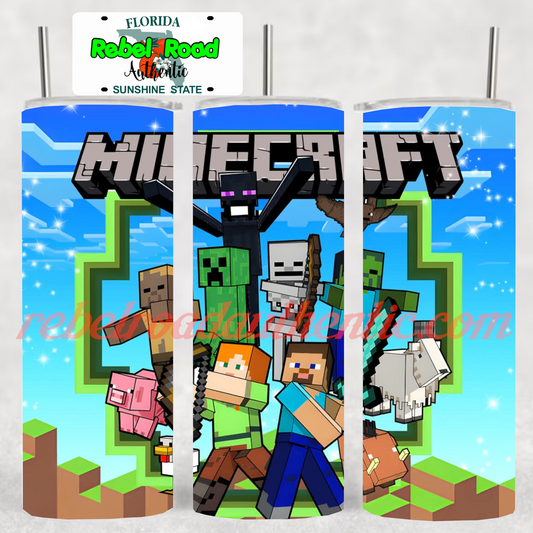 Minecraft V3 20oz sublimination skinny tumbler Customizable Options Available.