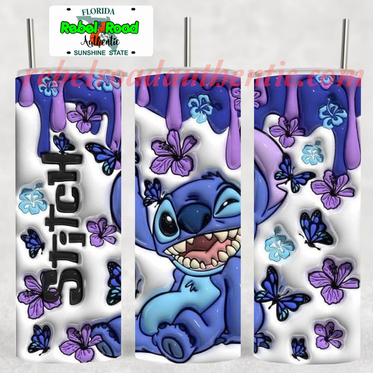 Stitch Puffy 20oz sublimination skinny tumbler Customizable Options Available.