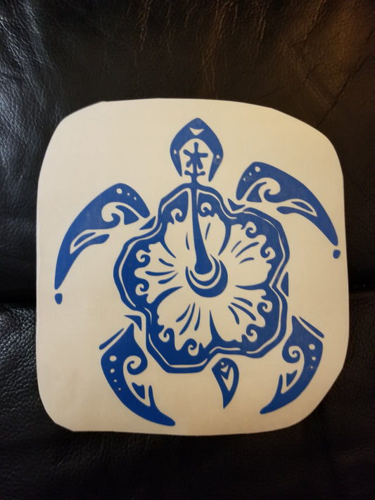 Sea Turtle Hibiscus Vinyl Decal