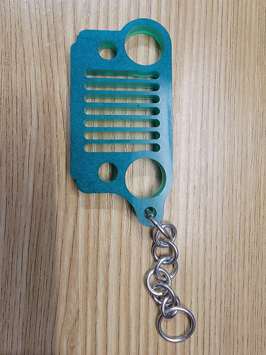Green Jeep Grill Key Chain