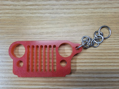 Red Jeep Grill Key Chain