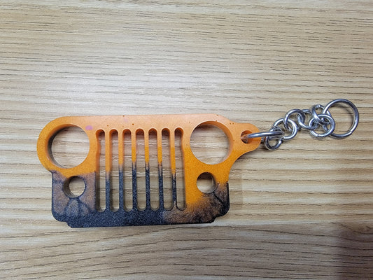 Multicolor Orange/Black Jeep Grill Key Chain