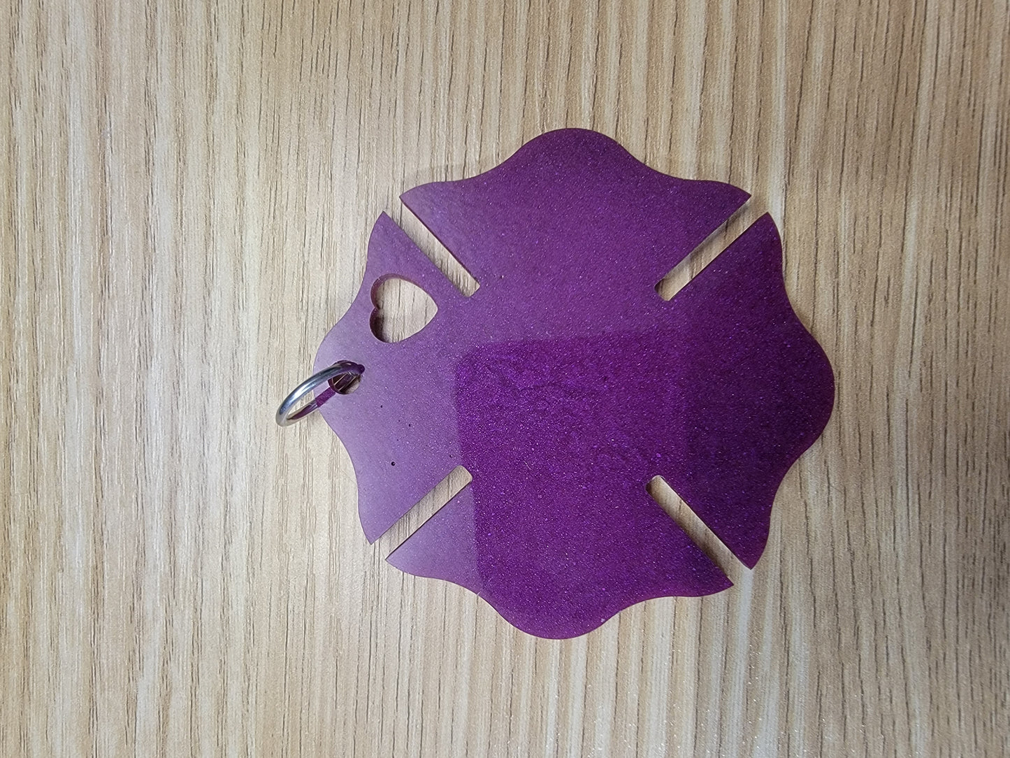 Maltese Cross Firefighter Love Mirror hanger Purple