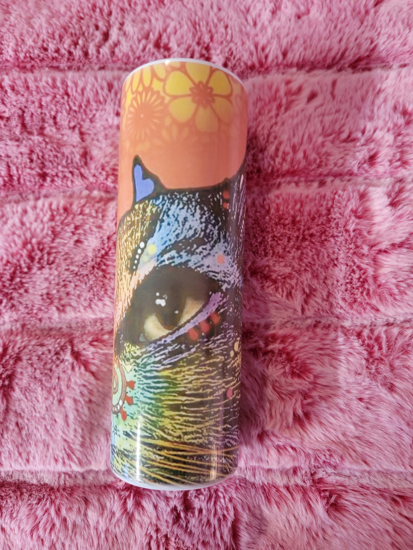 Kitty Cat Pop Art 20oz skinny tumbler.
