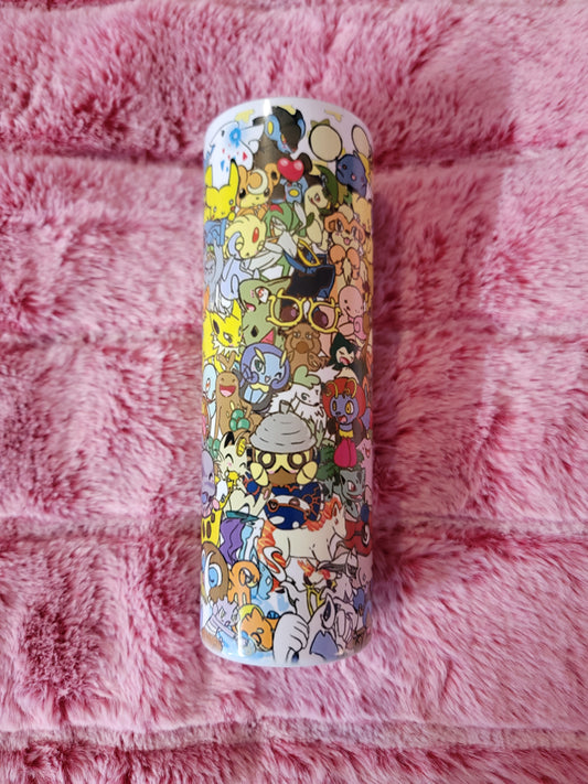Pokemon Character Collage 20oz skinny tumbler.