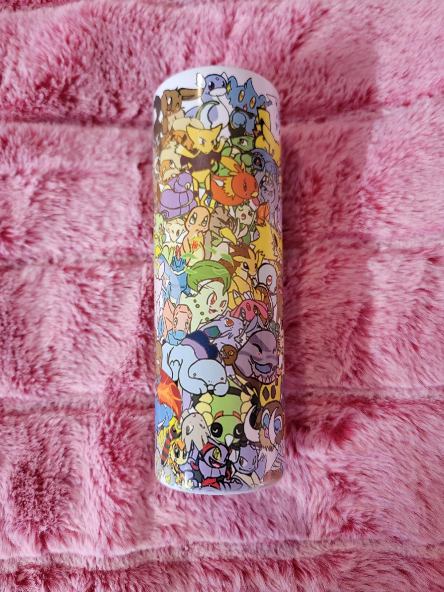 Pokemon Character Collage 20oz skinny tumbler.